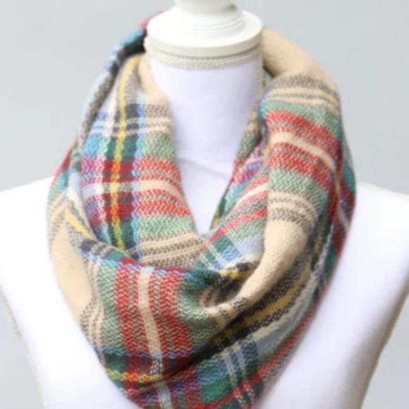 Funky Monkey Red & Green Plaid Blanket Infinity Scarf - Picture 4 of 5